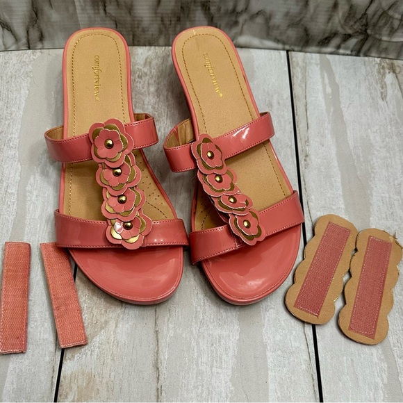 Comfortview Coral Sandals Convertible Top Design Floral Art Deco Studded Summer - Picture 5 of 12